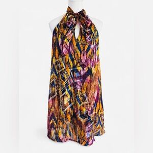 Tyche Abstract Halter Neck Mini Dress Size Large